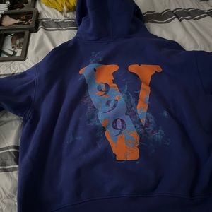 NWT VLone x 999 Juice Wrld Legends Never Die Hoodie Bluish Purple & Orange
